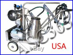 110V Brand New Milker Electric Vacuum Pump Milking Machine For Cows Farm Bucket