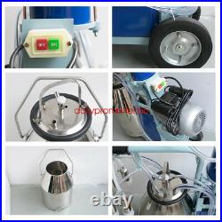 110V Electric Milking Machine for Farm Cows Bucket 25L Stainless Steel Bucket US