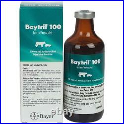 (1 BOTTLE) Baytril Cattle And Swine 100 Mg. 250ml Bottle