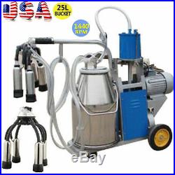 2019 Electric Milking Machine For Cows 25L Bucket wheels Piston Vacuum Pump