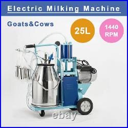 25L Electric Milking Machine F Goats Cows WithBucket Sheep Piston 1440RPMVacuum