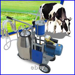 25L Electric Milking Machine Farm Cows Goat WithBucket Double Handles 12 Cows/H