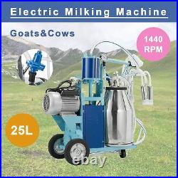 25L Electric Milking Machine Fits Goats Cows WithBucket 2 Plug 12Cows/hour Milker
