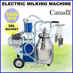 25L Electric Milking Machine For Cows With Bucket 12Cows/hour Milker Farm 550W CA
