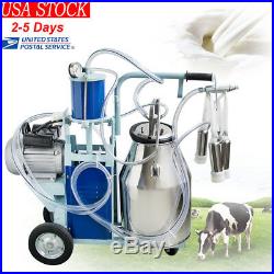 25L Electric Milking Machine For Farm Cows Cattle WithBucket 12Cows/hour Milker US
