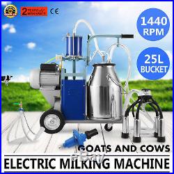 25L Electric Milking Machine For Goats Cows WithBucket 12Cows/hour Milker Cattle