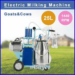 25L Electric Milking Machine For Goats Cows WithBucket 12Cows/hour Piston 1440RPM