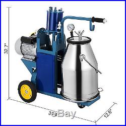 25L Electric Milking Machine For Goats Cows WithBucket 550W 2 Plug 1440RPM 64L/min