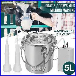 5L Stainless Steel Electric Milking Machine Cow Cattle Milker Device 110
