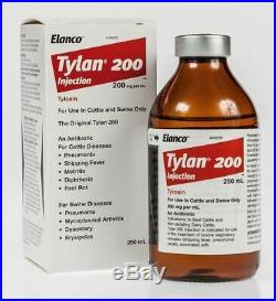 5x Tylan 200 250ml Antibiotic Beef Cattle Dairy Cattle Swine Elanco EXP 03/20