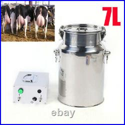 7L Electric Milking Machine Portable Vacuum Pump Farm Cow Dairy Cattle Milker US