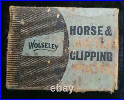 ANTIQUE WOLSELEY HORSE & CATTLE CLIPPING PLATES in ORIGINAL BOX CLIPPER BLADES