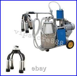 Auto Electric Milking Machine For Farm Cow Cattle Bucket Vacuum Piston Pump USA