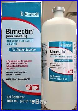 Bimectin 1% Injection 1000ml for Cows Cattle Calves Swine Ivermax