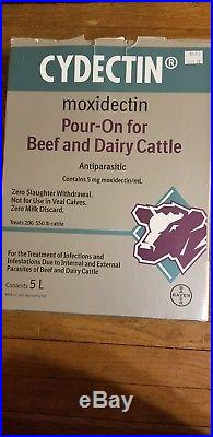CYDECTIN POUR-ON Beef Dairy Cattle Dewormer Zero Slaughter Withdrawal 5 Liter