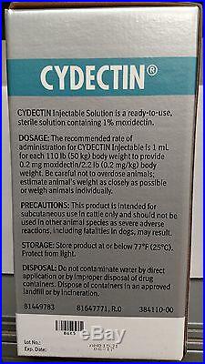 Cydectin Injectable 500ml Cows Calves 10mg Moxidectin per ml Lice Worms