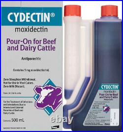 Cydectin POUR-ON 500 ml Beef Dairy Cattle Dewormer Zero Slaughter Withdrawal