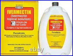 Durvet POUR-ON CATTLE COW DEWORMER For roundworms lungworms grubs lice 5 Liter