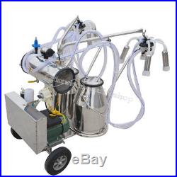 Electric Double Tank Milker Vacuum Pump Milking Machine For Cattle Cows Farm USA