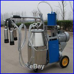 Electric Milking Machine For Cows 25L Bucket wheels Piston Vacuum PumpAjustable