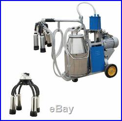 Electric Milking Machine For Cows 25L Bucket wheels Piston Vacuum PumpAjustable