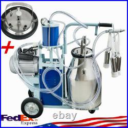Electric Milking Machine For cows Bucket Stainless Steel +Auto Vacuum Pump Fast