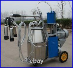 Electric Milking Machine For cows Bucket Stainless Steel +Auto Vacuum Pump NEW