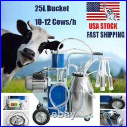 Electric Milking Machine Milker for Goats Cows 25L Bucket Stainless Steel 550W
