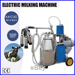 Electric Vacuum Piston Pump Milking Machine 25LBucket Farm CowithCattle Goat/Sheep