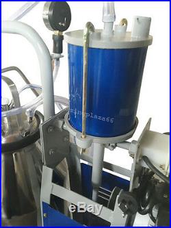 Electric Vacuum Pump Milking Machine For Farm Cows+ 25L Bucket+Portable Wheels