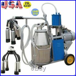 FDA Professional Electric Milking Machine For Farm Cows WithBucket 25L 1440RPM/min