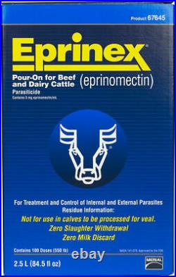 NEW Eprinex Pour On Cattle Wormer Parasites Lice Mange 2.5 Liter