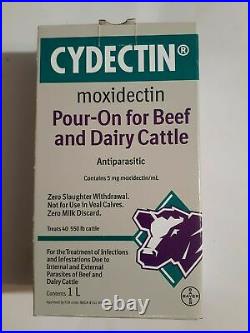 New Cydectin Pour On Cattle Cows Dairy Worm Lice Mange 1 Liter Exp. 03/22