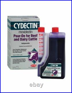 New Cydectin Pour On Cattle Cows Dairy Worm Lice Mange 1 Liter Exp. 12/22