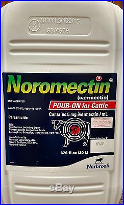 Noromectin (Ivermectin) Pour On 20 Liter Cattle Worm & Lice Control Norbrook