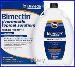 POUR-ON CATTLE COW DEWORMER For roundworms lungworms grubs lice 2.5 Liter