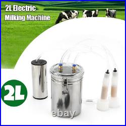 Portable 2L Electric Milking Machine Vacuum Pump Double Head For Cow Cattle Goat