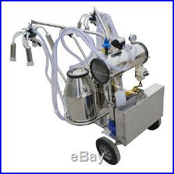 Portable Double Tank Milker Electric Milking Machine Vacuum Pump For Cow Cattle