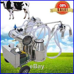 Portable Double Tank Milker Electric Vacuum Pump Milking Machine Cattle Cow Farm