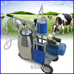 Portable Electric Milking Machine Milker Cows Stainless Steel 25L with Bucket