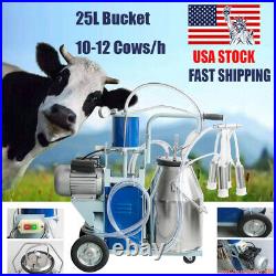 Portable Electric Milking Machine Milker Goat Cows 25L Bucket Stainless Steel