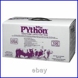Python Insecticide Fly Tags 100/pkg Cattle Cows Calf