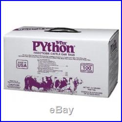 Python Insecticide Fly Tags 100/pkg Cattle Cows Calf