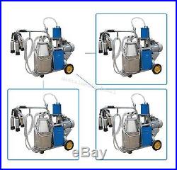Safety Electric Milking Machine for farm Cows Bucket Piston Vacuum Pump milker