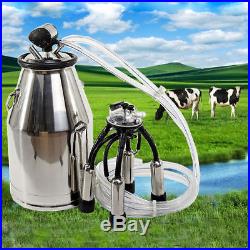 Stainless Milking Machine Portable Dairy Cow Milker Bucket Tank Barrel Cattle US