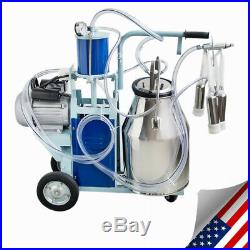 Stainless Steel Electric Milking Machine Milker Vacuum Farm Cows with 25L Bucket