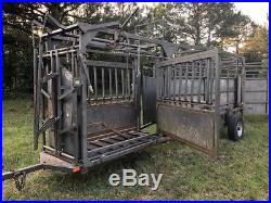 Titan West Portable Squeeze Chute Tub Dual Alley Way Trailer cattle stock panels