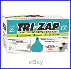 Tri-Zap Insecticide Fly Cattle Ear Tags 100 Count No Withdrawl