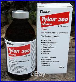 Tylan 200 Injectable Antibiotic / Beef Cattle Swine 250ml bottle Elanco