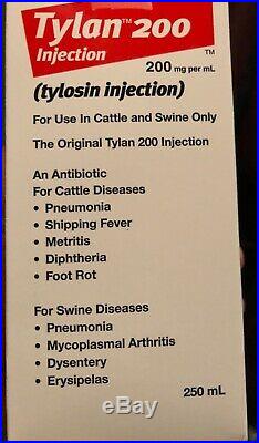 Tylan 200 Injectable Antibiotic / Beef Cattle Swine 250ml bottle Elanco